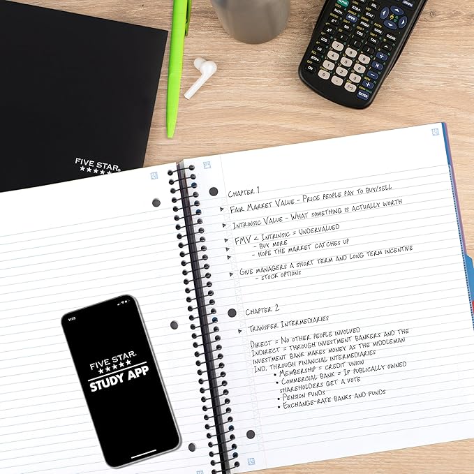 Five Star Advance Spiral Notebook + Study App, 3 Subject, College Ruled Paper, 8-1/2" x 11", 150 Sheets, Spiral Guard, Movable Tabbed Dividers, Amethyst Purple (820060G)