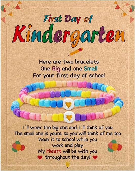BAYLAY Back to School Bracelet - First Day of School Preschool/Kindergarten/1st Grade/2nd Grade/Back to School Stuff Gifts Supplies Mommy and Me Mommy Daughter Bracelets Heart Beaded Bracelets Gifts