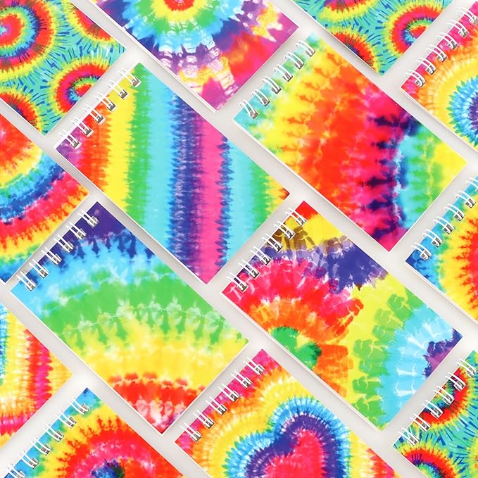 Hooqict 24 Pack Small Spiral Notebook Pocket Notepad Mini Journal Pocket Notebooks Tie Dye Notepads Memo Pads for Kids, Party Favors, Office, Classroom School Supplies, 3.9 x 2.4 Inch