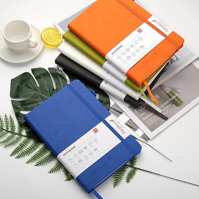 Lined Journal Notebooks with Pen Loop, Hardcover Notebook Journal for Work, 100Gsm Premium Thick Paper with Inner Pocket, Medium 5.7"x8.4", （Blue, Ruled）