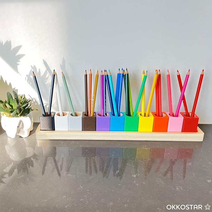 Montessori Crayon Holder for Kids - Craft Supply Organizer - Classroom Storage Caddy Case - Perfect for Colored Pencils [Crayons or Pencils NOT Included] (Standard)