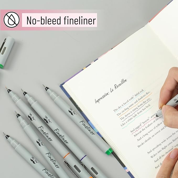 Mr. Pen- Colored Fineliner Pens, 6 Pack, 0.2mm Ultra Fine Point, Smooth Bible Journaling Pens for Detailed Drawing, Note-Taking, Coloring, Sketching, Planning & Art Projects, School Supplies