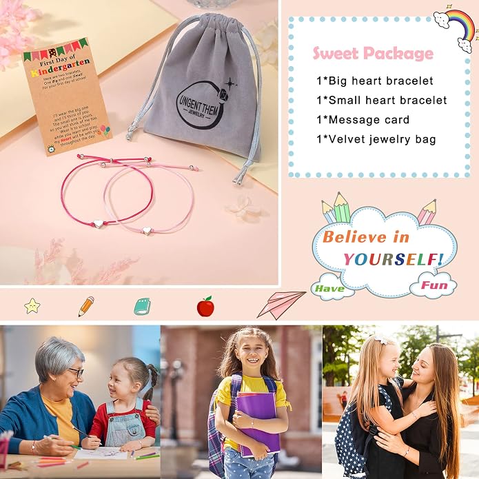 UNGENT THEM Big & Small Heart Bracelets Back to School Gifts for Girls