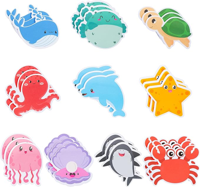 Xqumoi 30 Pack Sea Animal Sticky Notes Total 600 Sheets Under the Ocean Life Self Sticky Memo Pads Mini Notepads Office Supplies for School Student Kids Classroom Goodies Rewards Party Favor Gift