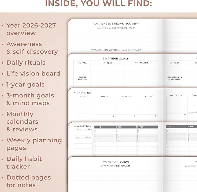 Clever Fox Planner PRO Schedule Dated (Jan 2026–Jan 2027) – Weekly & Monthly Life Planner with Time Slots, Appointment Book and Daily Organizer to Increase Productivity, A4 Hardcover – Rose Gold