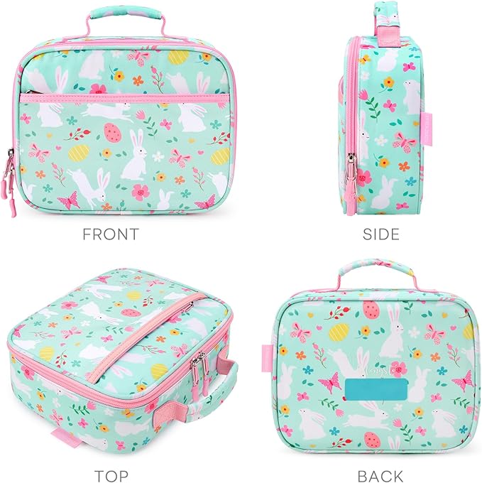 mibasies Kids Lunch Box for Girls Toddler, Insulated and Reusable Lunch Bag for School, Rabbit
