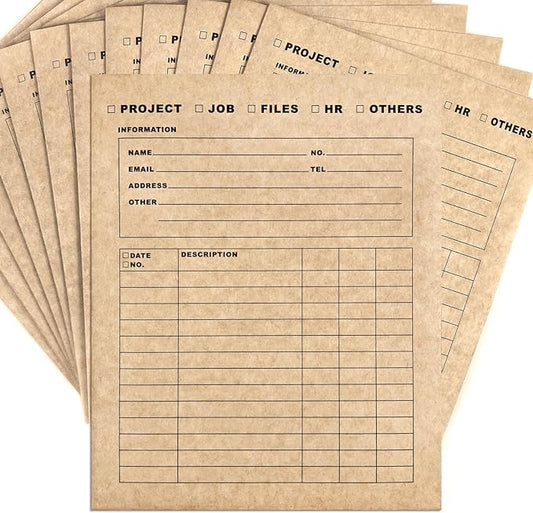 Heavy-Duty Multi-Purpose Kraft File Folders Two-Pocket Pre-Printed for Document Classification, Record Keeping, and Job Progress Tracking 9.4 x 11.5 Inches Pack of 25