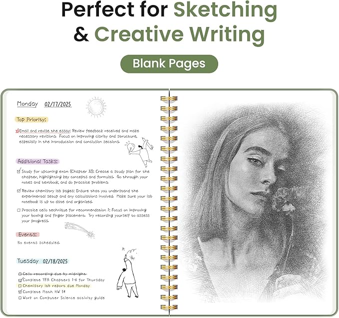 Taja Blank Spiral Journal Notebook for Women & Men, 140 Pages, Sketch Book, Plain Notebook for Drawing & Sketching, Journals for Creative Writing, A5(5.7" x 7.9") – Green