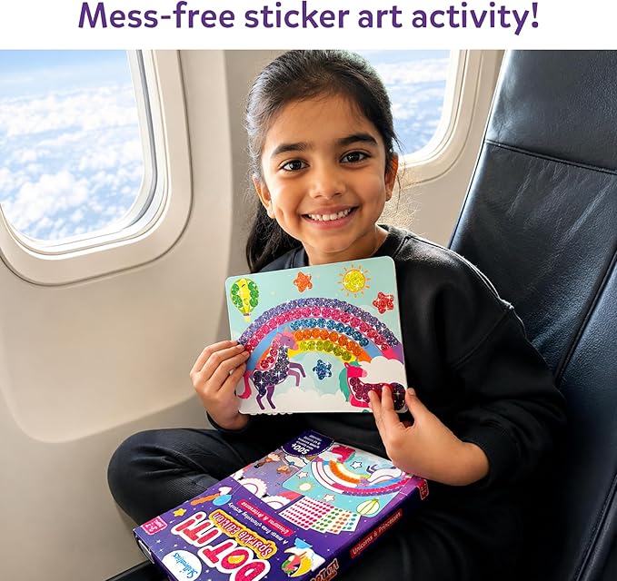 Skillmatics Dot It Sticker Art - Unicorns & Princesses, 500+ Sparkly Stickers, Mess-Free Fun for Kids, DIY Scrapbooking Craft Kits, Travel Toys, Gifts for Ages 3, 4, 5, 6, 7