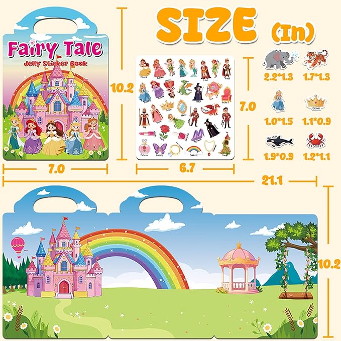 Reusable Sticker Book for Kids, 3 Sets Jelly Sticker Books for Toddlers 2-4 Years, Airplane Train Car Travel Essentials Toys for Kids 3-5
