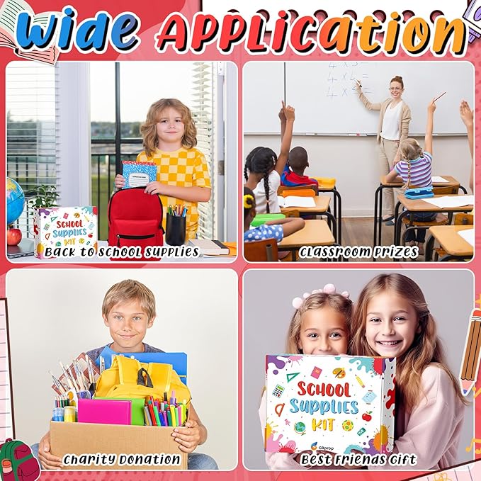 Gilprop 79 Pcs Christmas Gift Box for K-5 Elementary Middle Kit Bundle Bulk Essential for Operation Charity Xmas Gift(Red)