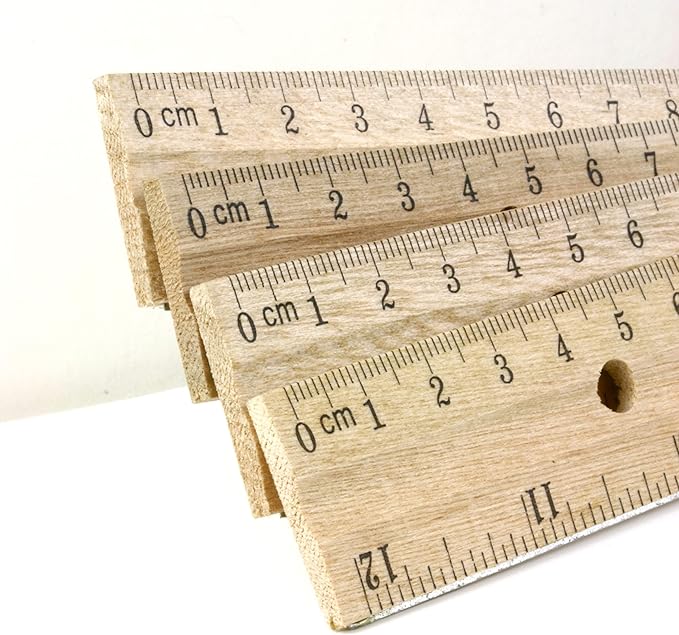 BAZIC Products Wooden Ruler – Single Metal Edge Drafting Ruler for Measuring, Drawing & Crafting, Wooden Straight Edge Ruler for School & Office, 12 Inch, 3/Pack, 24-Packs