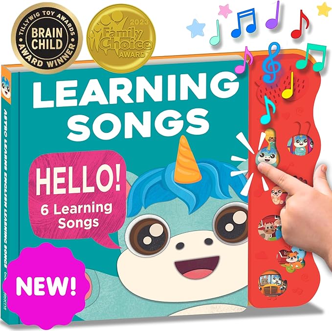 Astro Learns English Learning Songs — Musical Toys & Interactive Sound Board Books for Toddlers 1-3, Singing & Nursery Rhymes for Babies, Educational Talking Musical Toy, Sing Along Songs