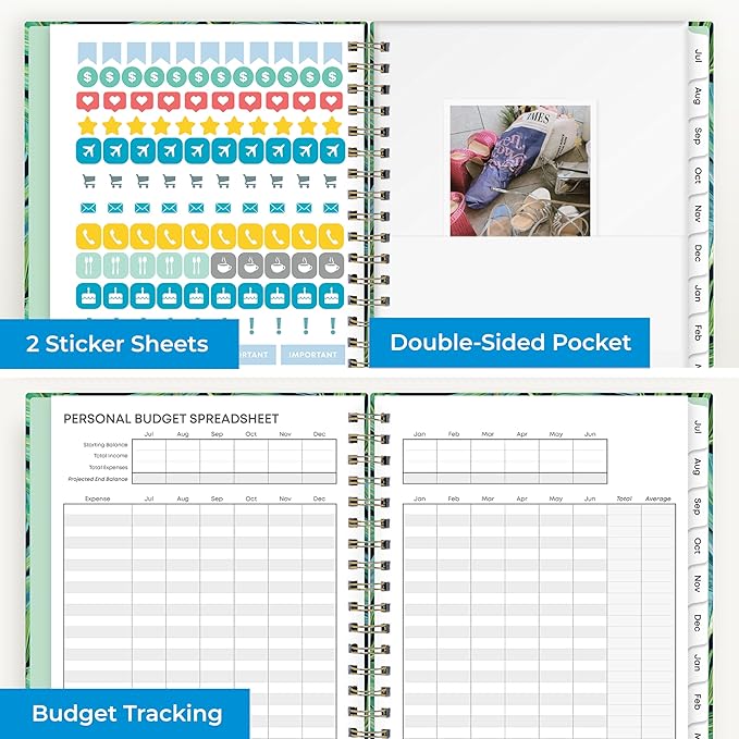 Blue Sky 2025-2026 Weekly and Monthly Academic Year Planner Calendar, July 2025 - June 2026, 5" x 8", Hard Cover, Wirebound, Storage Pocket, Laminated Tabs, Stickers, Avra