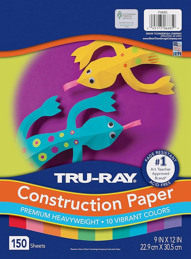 Tru-Ray Construction Paper, 10 Vibrant Colors, 9" x 12", 150 Sheets