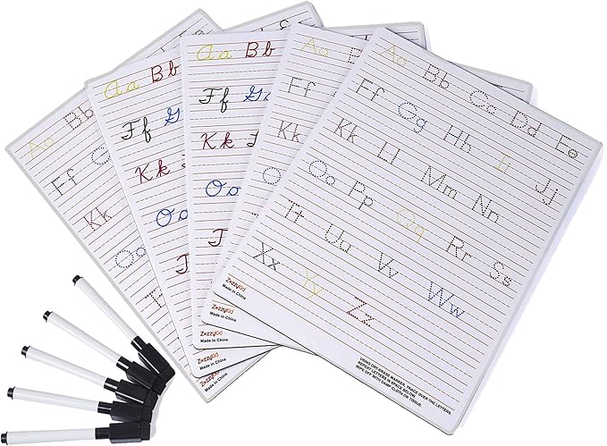 Handwriting Practice Letter Tracing for Kids: Board for Cursive & Printing Style with Dry Erase Marker for Preschooler - Reusable Wipe Clean ABC Alphabet Learn to Write, 8.3 x 11 Inches