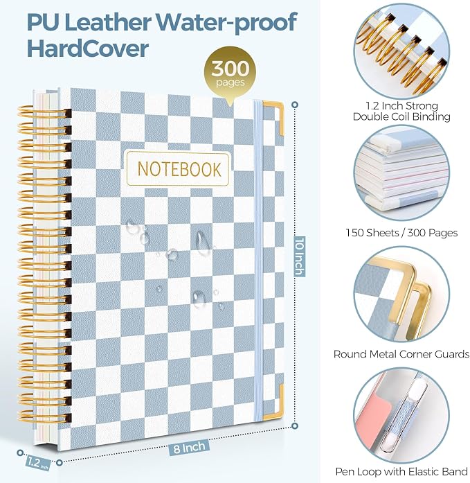 SKYDUE Sprial Notebook With Dividers Tabs, 5 Subject Notebook College Ruled