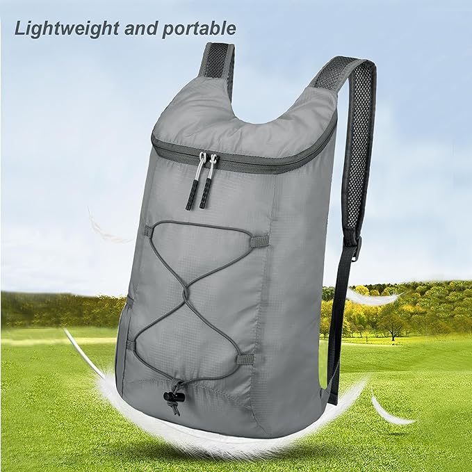 levayhill 16L Lightweight Foldable Hiking-Backpack Small Packable-Daypack For Travel,Ultralight Water-Resistant Gym Bag Men Women Easy Carry-on (Gray)