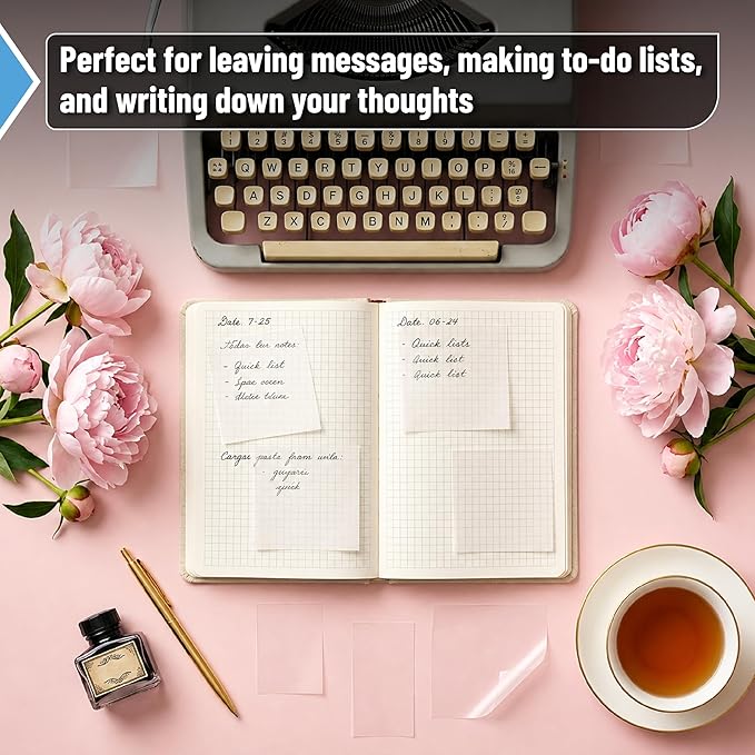 Mr. Pen- Transparent Sticky Notes Set, 1000 Sheets, 6 Sizes, Waterproof Transparent Sticky Note Pads for Bible Study, Annotating Books, Office, School, Planning, Journaling & Organization