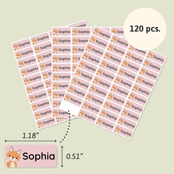 Iron-On Name Labels & Clothing Labels for Nursing Home (120) – Iron On Name Tags & Name Labels for Clothing & Clothes, School & Daycare – Waterproof - Forest Animals