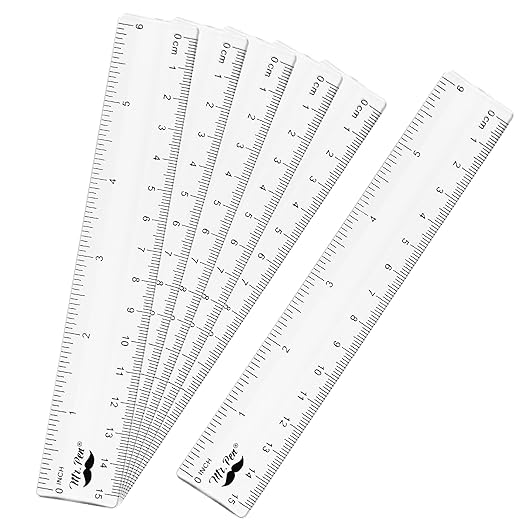 Mr. Pen- Bulk Plastic Rulers, 6 Inch, 6 Pack, Easy-to-Read Markings, Scratch-Resistant Design, Durable Clear Ruler for Crafting Office & School, School Supplies, Bulk Rulers Set, Measuring Tools