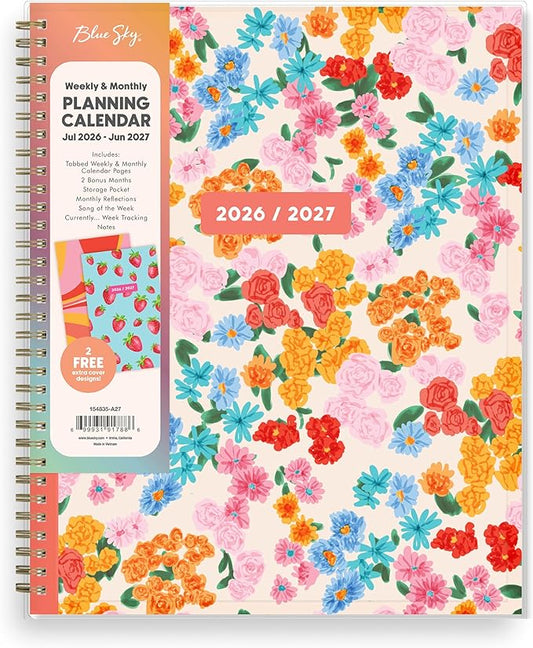 Blue Sky Gen Z 2026-2027 Weekly and Monthly Academic Year Planner Calendar, July 2026 - June 2027, 8.5" x 11", Flexible Interchangeable Cover, Wirebound, Laminated Tabs, Storage Pocket, Gladys