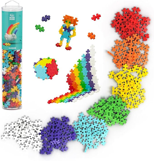 PLUS PLUS 240 Piece Rainbow Mix Tube - Mini Interlocking Building Blocks Set, Stem Toys for Kids - Sensory Bin Fillers/Math Manipulatives Classroom Must Haves Gifts for Boys & Girls