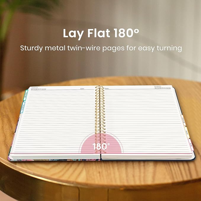 Large Spiral Notebook with Dividers & Tabs, 8.5" x 11" Hardcover 5 Subject Notebook for Work, 280 Pages, College Ruled, Cute Journal for Women, Perfect for Study & Office Note Taking, Jellyfish