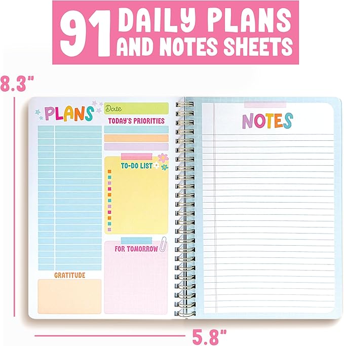 Hadley Designs Daily Planner Undated - Undated Daily Planner with Hourly Schedule, To Do List Notebook for Work, Day Planners for Kids & Adults, Teacher Supplies, Teacher Graduation Gifts
