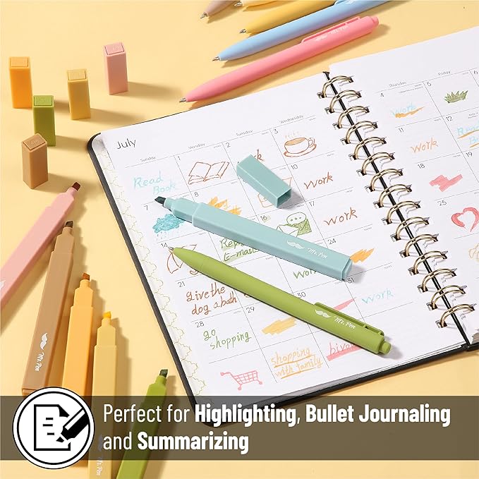 Mr. Pen- Aesthetic Highlighters and Gel Pens, 12 Pack, Boho Colors Bible Highlighters No Bleed, Fine Point 0.7mm Gel Pens, Fast Dry and No Smear for Bible Journaling, Planner, School Supplies
