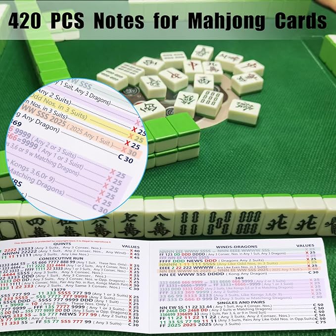 420 Pcs Mahjong Line Finder Reader Notes, Highlighter Tape Stripe, Transparent Sticky Mahjong Cards Rule Reader, Mahjong Accessories for Player, Beginner, No Adhesive Residue & Reusable (Purple)