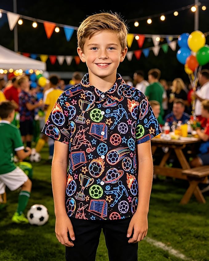 Enlifety 2-10T Kids Hawaiian Shirt Boys Short Sleeve Button Down Shirts Hawaii Summer Casual Blouse