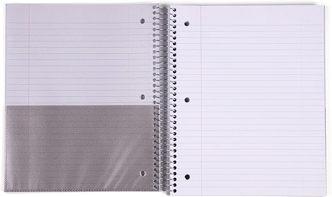 Mintra Office Durable Spiral Notebooks, 5 Subject (White, Wide Ruled 1pk)