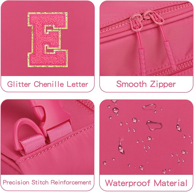 Initial Insulated Lunch Bag for Girls Kids, Back to School Gift, Reusable Leak-proof Lunch Box with Adjustable Strap for School Daycare Travel Picnic (Rosy Red,E)
