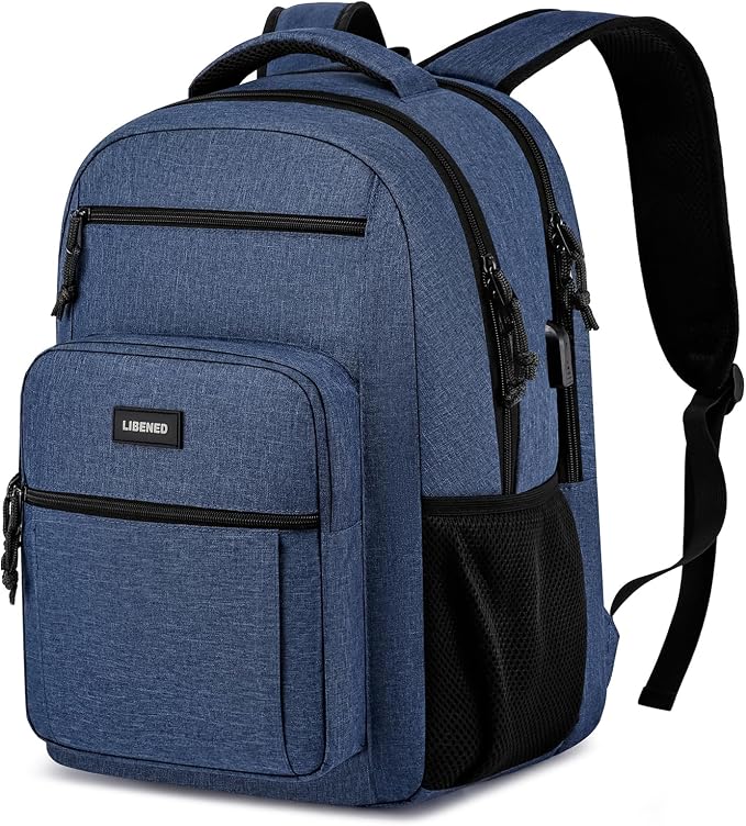 Backpack for Boys Mens, Sturdy Ergonomic Backpack for High School College | 15.6 Inch Bookbag with Laptop Compartments for School, Work Travel, Blue