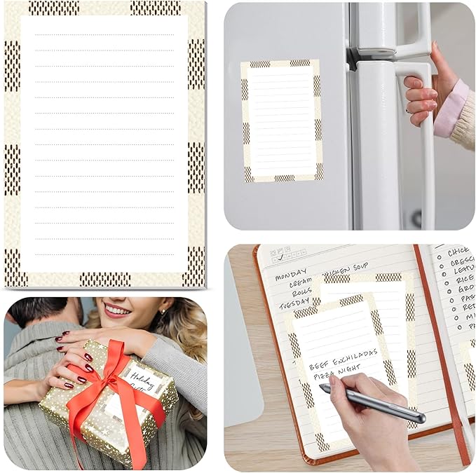 2 Pack Lined Sticky Notes 4x6 in, Cute Self-Stick Notepads with Lines, Large Memo Pads Strong Adhesive for Office, Home Luxury Checkerboard