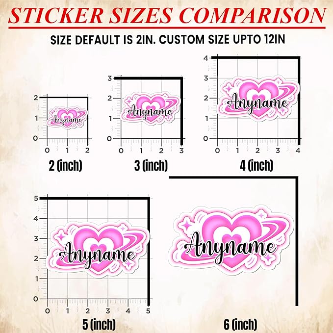 Custom Girly Heart Name Sticker Personalized Text Feminine Feminist Aesthetic Decal Waterproof Vinyl Decal for Water Bottles Tumblers Laptops Hard Hat Cars Kindle for Women Men Teachers