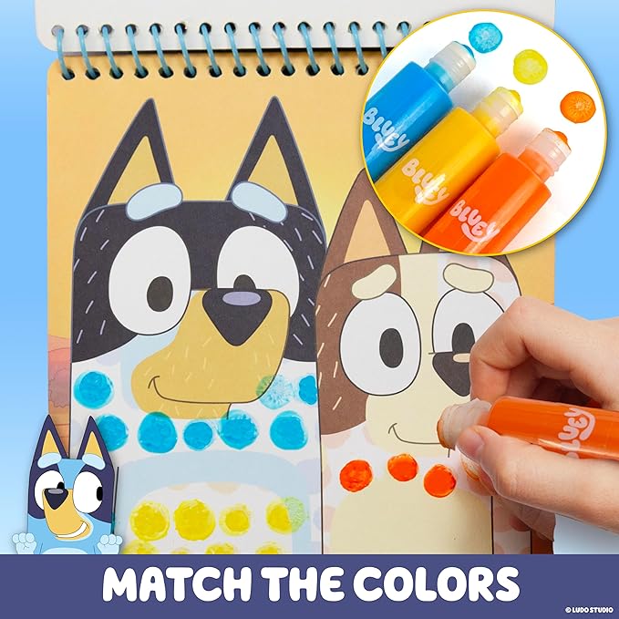 Horizon Group USA Bluey Dot Art Pad & Markers, Spiral-Bound Activity Painting Pad, Travel-Friendly Dabbers, Birthday Party, Great Mess-Free Toddler Toys for Kids Ages 3, 4, 5, 6