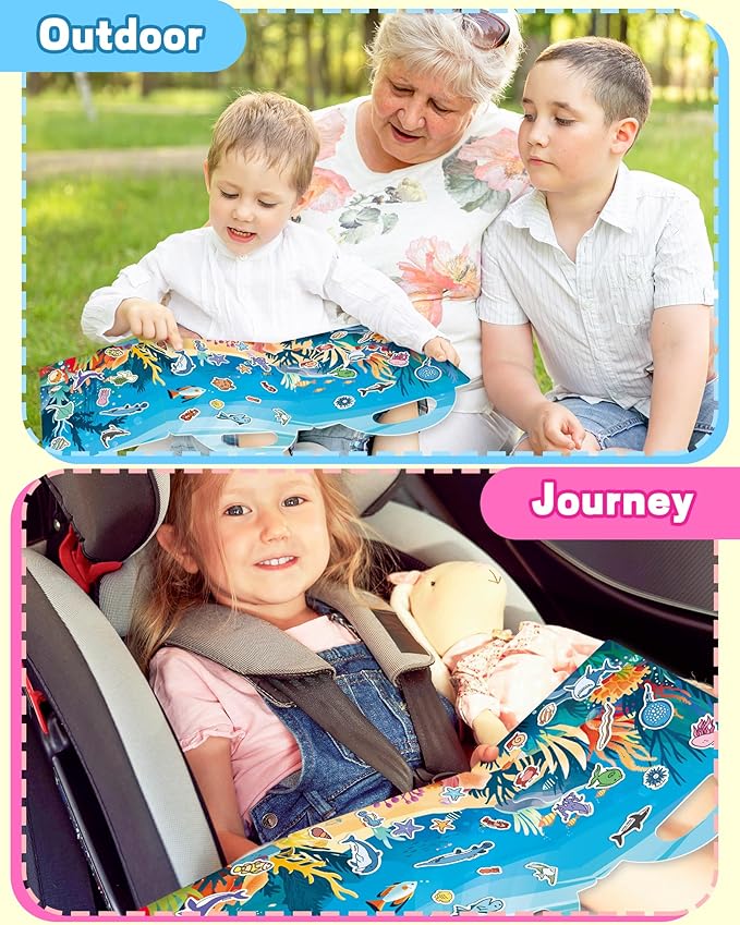 Walenced Reusable Sticker Book for Toddlers, Travel Stickers for Kids, Toddler Craft Activities Toys, Birthday Gifts for Boys & Girls