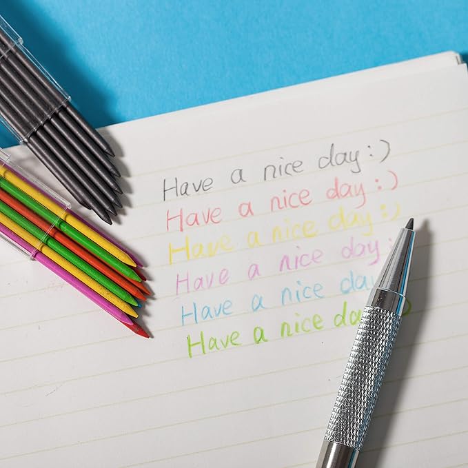 Mr. Pen- Metal Mechanical Pencil Set with Lead Refills & Erasers, 2mm, HB & Colored Lead Refills, 4x Eraser Refills for School Supplies, Note Taking, Drawing, Sketching, Office