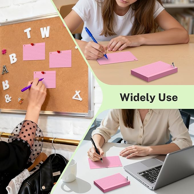 160 Pcs Colored Index Cards with Ring 4 x 6 Inch Heavyweight Ruled Flash Cards, Flashcards with Ring for School & Office Supplies and Home Organization, Durable Study To Do List Lined Note Cards