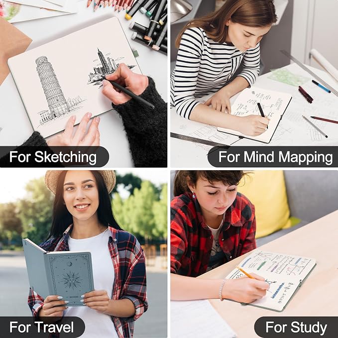 EMSHOI Blank Journal Notebook, 320 Pages, A5 Size (5.7'' x 8.3'')