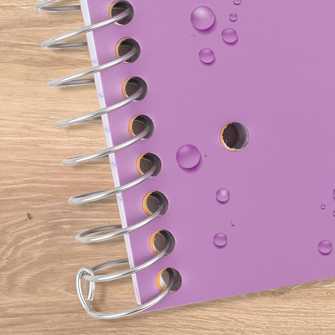 Five Star Spiral Notebook + Study App, 1 Subject, Wide Ruled Paper, 8" x 10-1/2", 100 Sheets, Fights Ink Bleed, Water Resistant Cover, Amethyst Purple (72351)