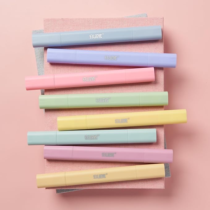 BLIEVE Aesthetic Cute Highlighters No Bleed Through, Dual Tip Chisel & Fine Point, Pastel Colors For Bible & Journaling
