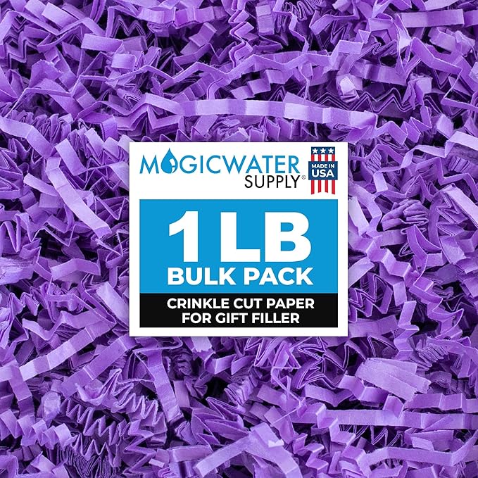 MagicWater Supply Crinkle Cut Paper Shred Filler-1LB Purple-Decorative & Protective Packaging for Bridesmaid Gifts & Bridesmaid Proposal Gifts Holiday Stuffers Birthdays Wedding & Anniversaries