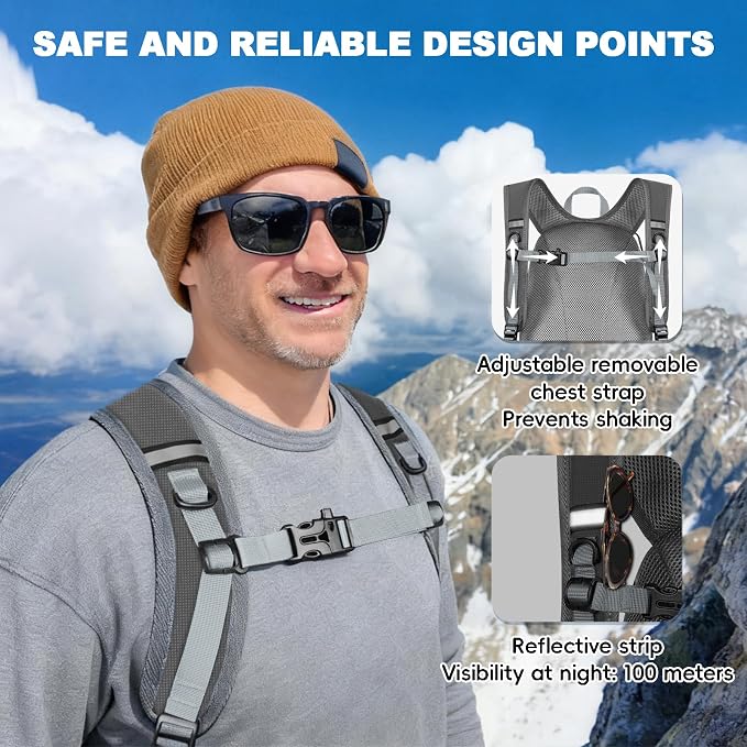 Seektop Packable Waterproof Hiking Backpack, 20L Lightweight Daypack | Tear-Resistant Nylon Material, Multi-Compartment Storage, Ultralight Small Foldable Travel Hiking Daypack for Men & Women