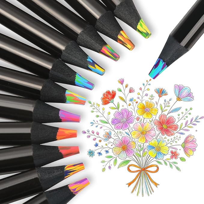 nsxsu Art Supplies for Kids Teens Adults, 12 Rainbow Pencils Drawing Supplies, Jumbo Multi Colored Pencils for Sketching Drawing, Tween Girls Trendy Stuff Birthday Party Favor Crafts for Boys 6-12