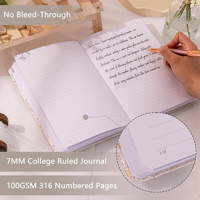 TIEFOSSI Lined Journal Notebook for Women Men, A5 Journals for Writing, 100gsm 316 College Ruled Pages, Thick Paper, Perfect for Office & Home School Supplies, 8.4 X 5.8 In