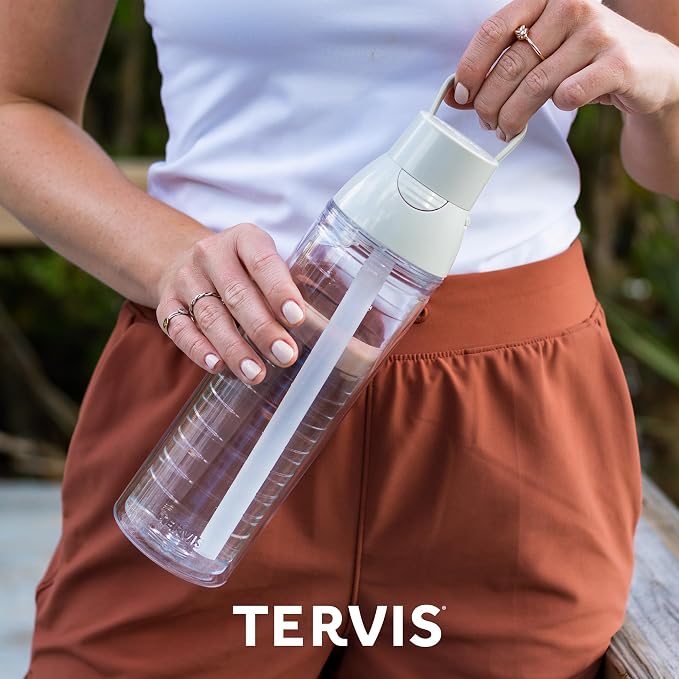 Tervis 24oz Tritan Water Bottle | Clear | Made in USA, Leakproof, Double-wall Insulated, Shatterproof, BPA-Free, Dishwasher Safe, Fits Most Cupholders, Gifts under $35