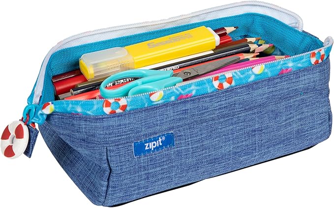 ZIPIT Lenny Pencil Case, Large Capacity Zipper Pouch for School, Stationery Bag for Teen Girls Boys and Adults, Teal